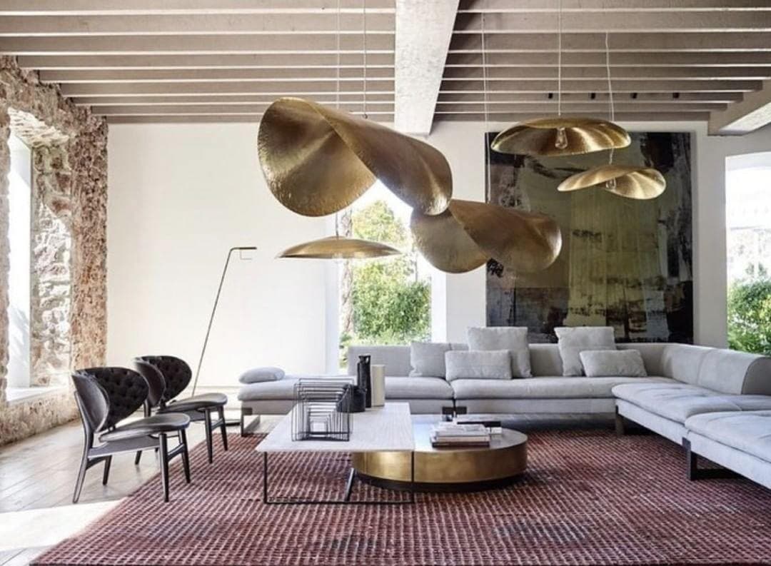 Hammered Brass Suspension Light