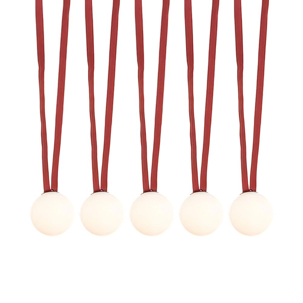 Modern Leather Pendant Light - Multiple Glass Orb Lamp for Dining Room