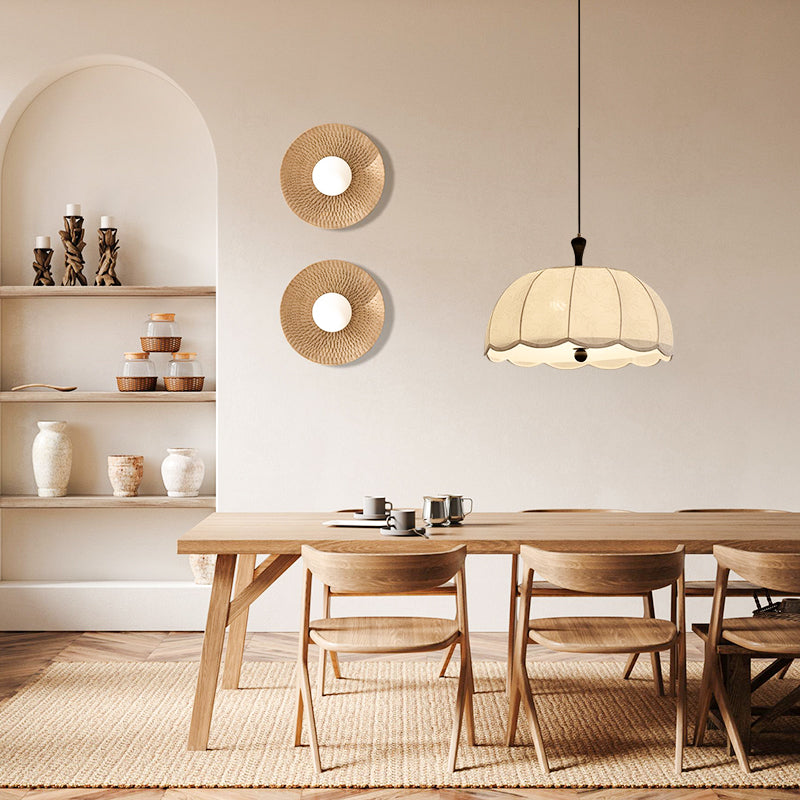 Warm Fabric Pumpkin Shape Pendant Light With Classic Seraphic Traceryed For Villa