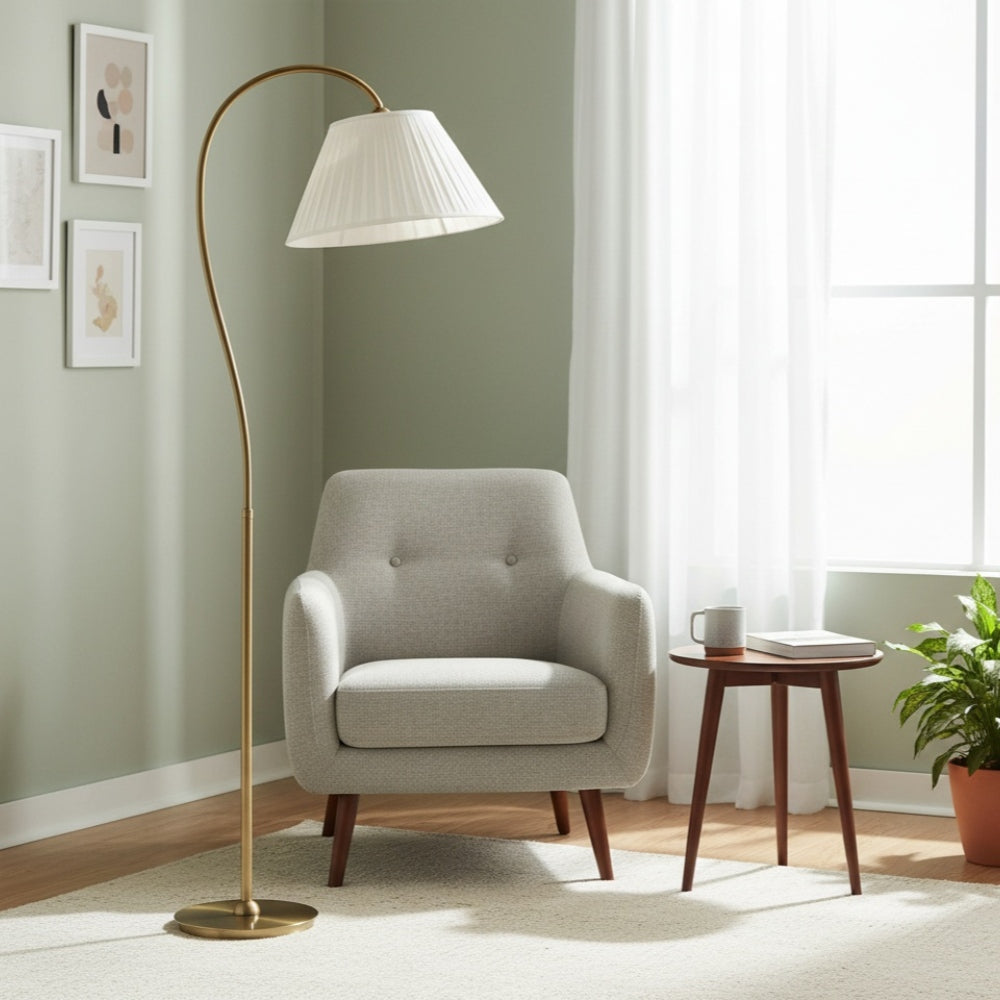 Luvora Pleated Linen Floor Lamp - Adjustable Retro Lamp for Farmhouse
