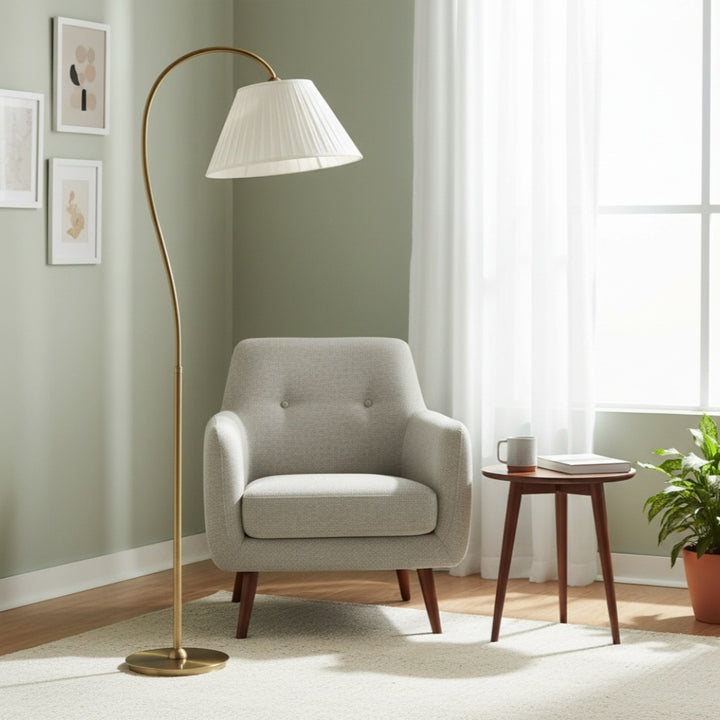 Luvora Pleated Linen Floor Lamp - Adjustable Retro Lamp for Farmhouse