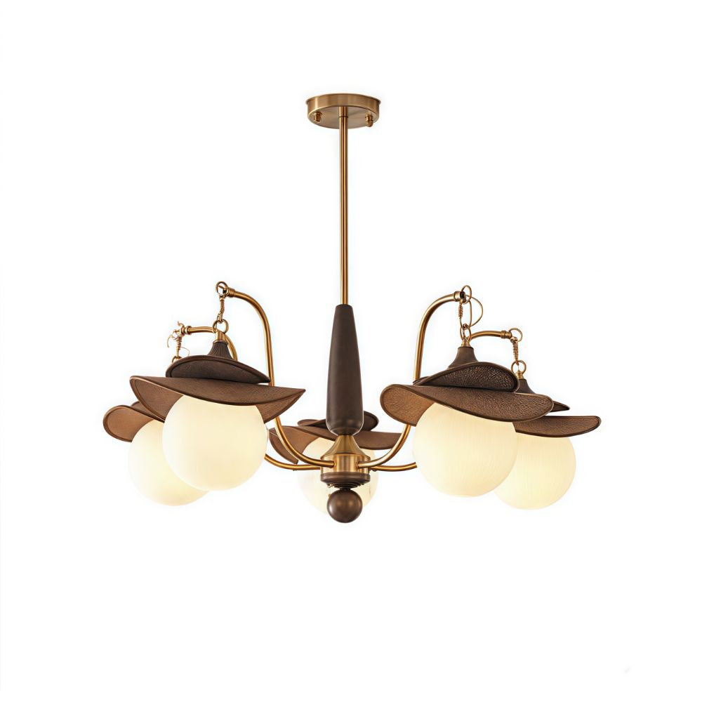 Raffia Multi Glass Globe Chandelier - Frosted Globe Lighting for Living Room