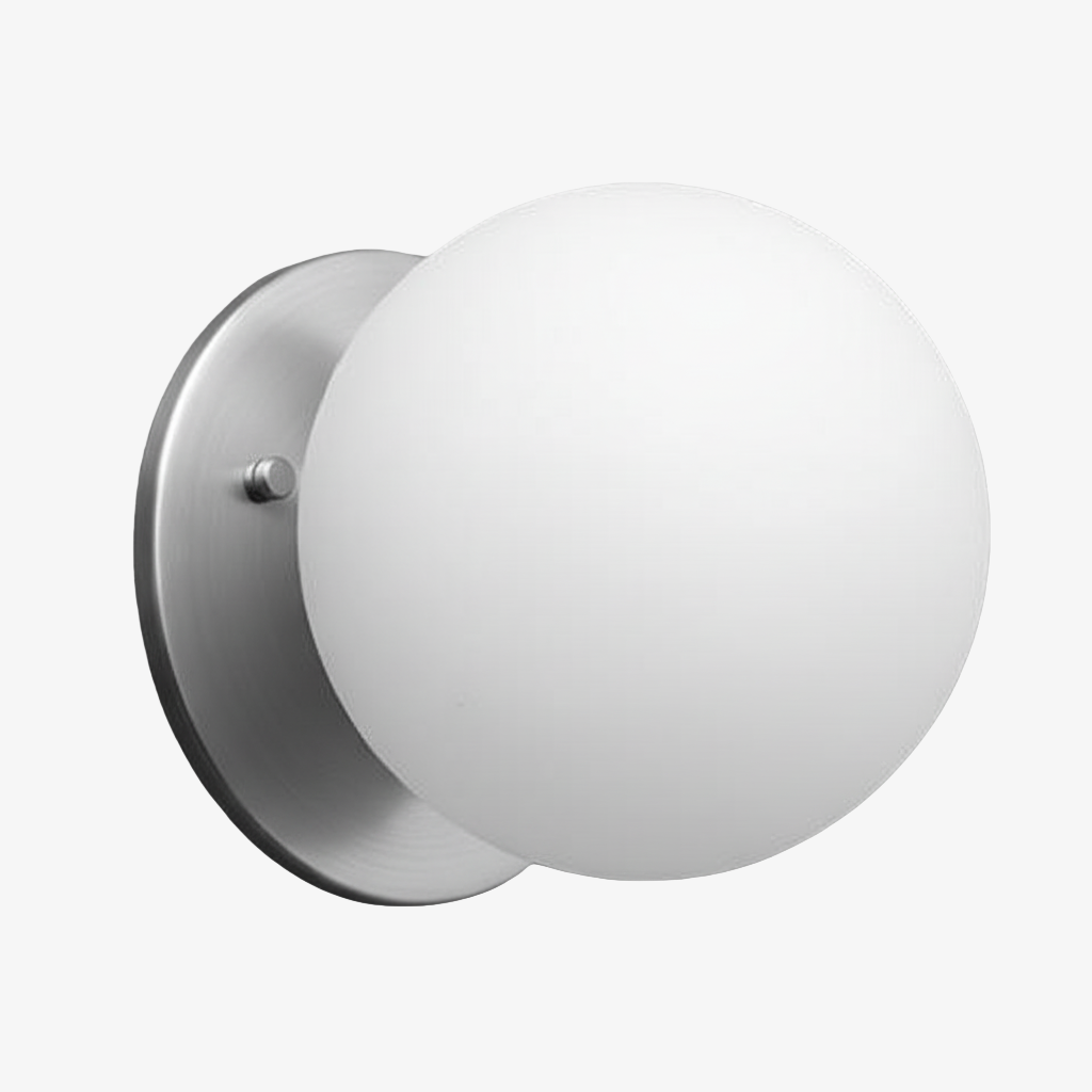 Glorica Glass Brass Wall Sconce - Frosted Globe Classic Light For Warm Ambiance