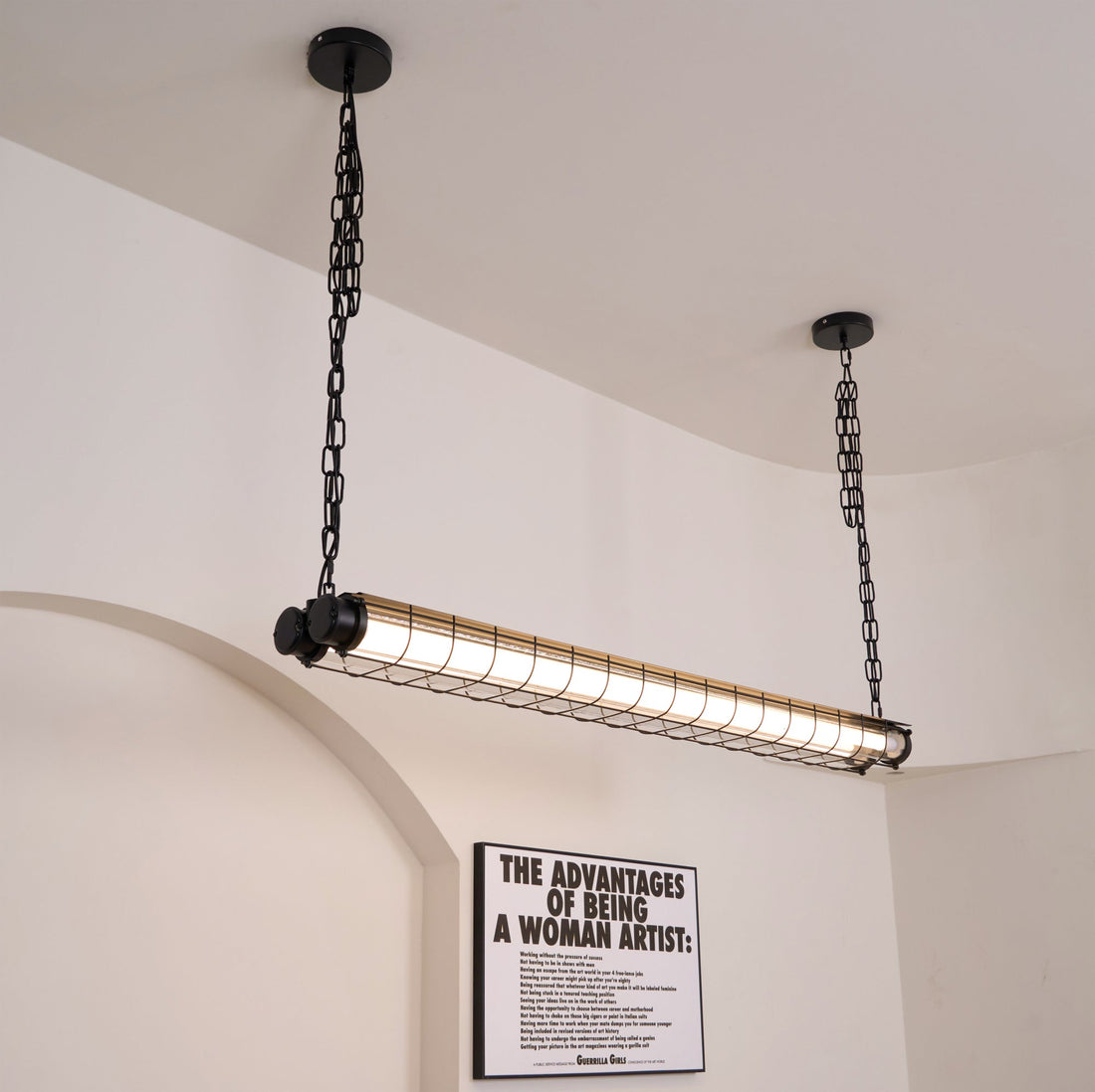 Handcrafted Glass Channel-Set Diffusers Linear Chandelier Sleek Design