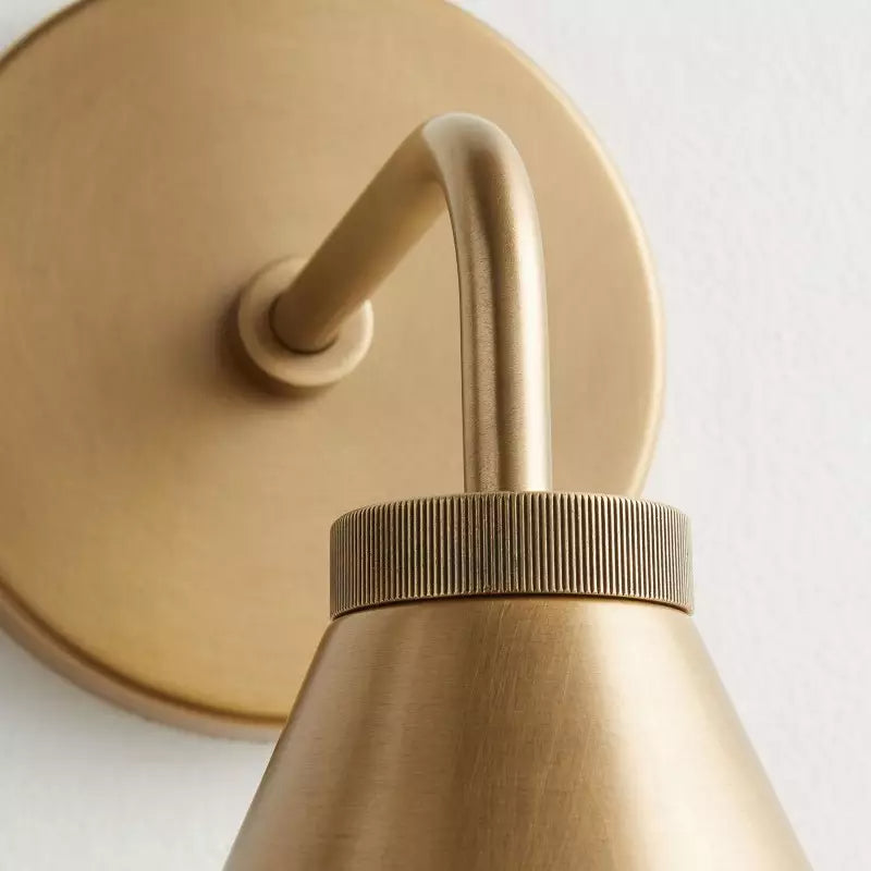 Retro Inspired Metal Cone Wall Light in Matte Black