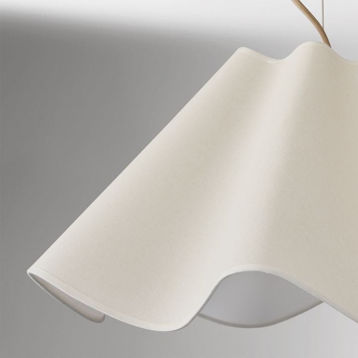 Oslan Modern Scalloped Pendant Light - Ivory Linen Shade for Hallway