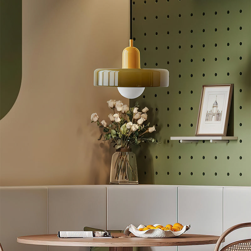 Disc Orb Glass Pendant Lamp – Morandi Pendant Light for Living Rooms