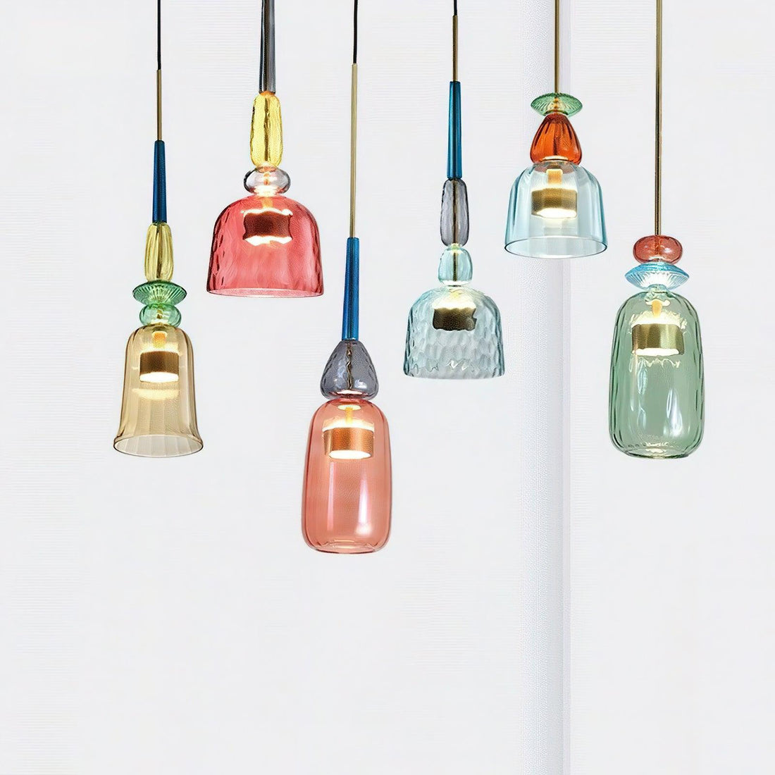 Iron Glass Chandelier Light - Colorful Candy Hand Blown Mixed Color