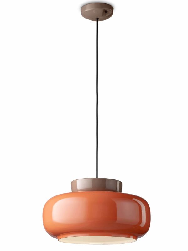 Ceramic and Glass Pendant Light - Disc Orb Maracanã - Bauhaus