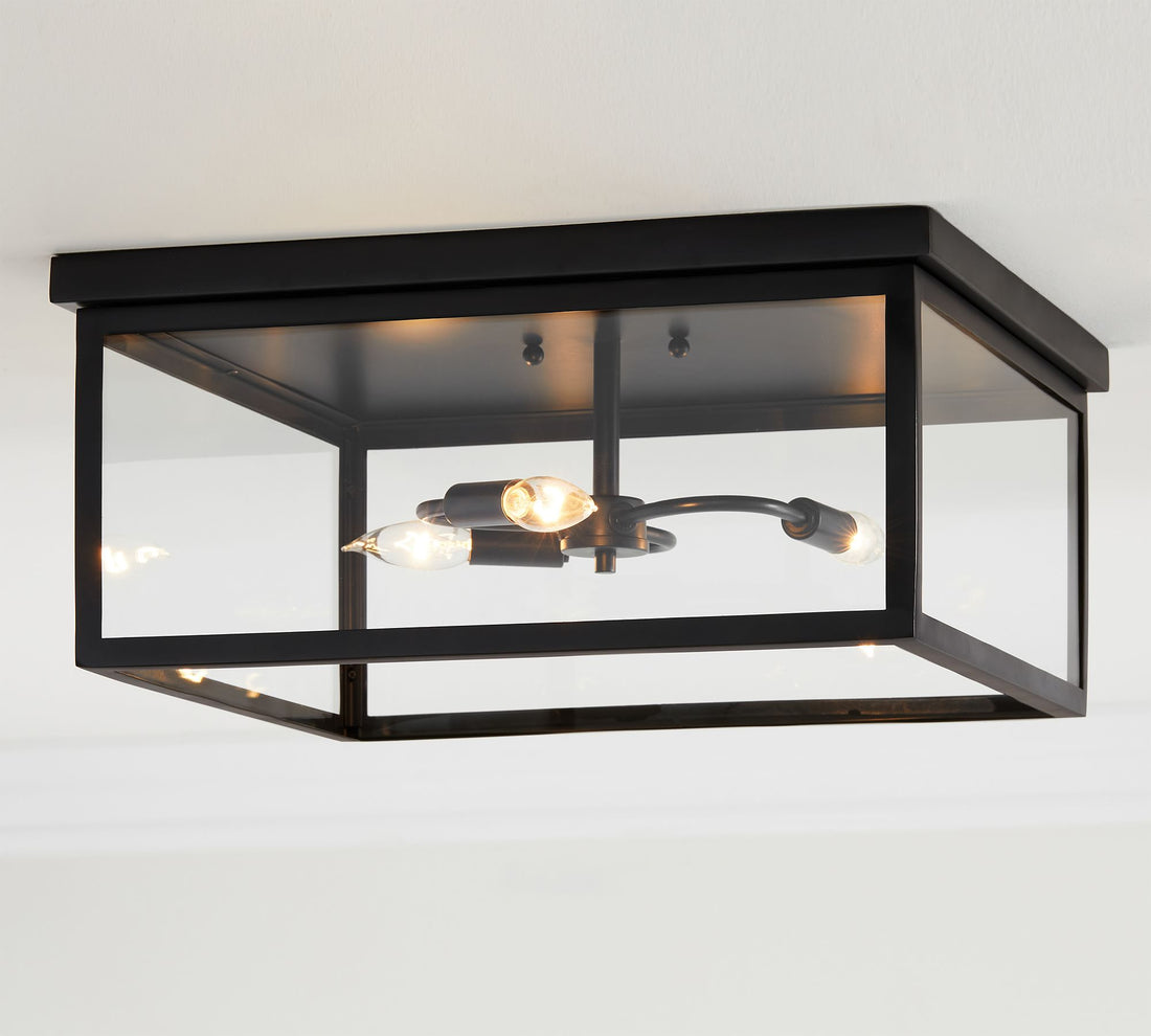 Plafonnier encastré Ferrix minimaliste en fer - Plafonnier d'extérieur moderne en verre