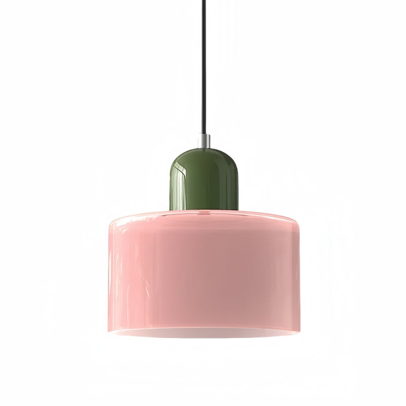 Morandi Cylinder Glass Pendant Light – Minimalist Disc Glass Lamp