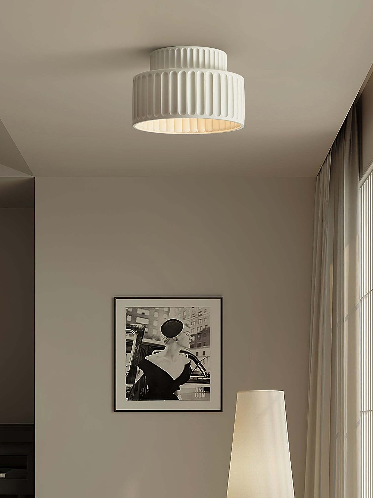 White Resin Rim Acrylic Ceiling Lamp IP20 Environment Indoor