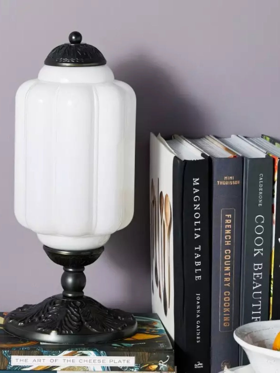 Vintage Green Glass LED Table Lamp