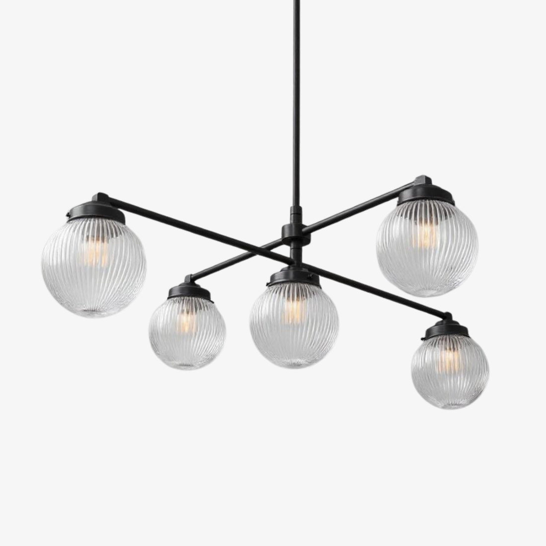 Glorica Glass Frosted Glass Globe Chandelier - Brass Modern Lighting for Living Room
