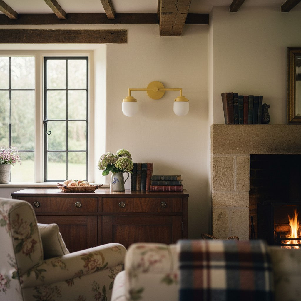 Opalume Glass Double Vanity Light - Vintage Style Bathroom Double Wall Lighting