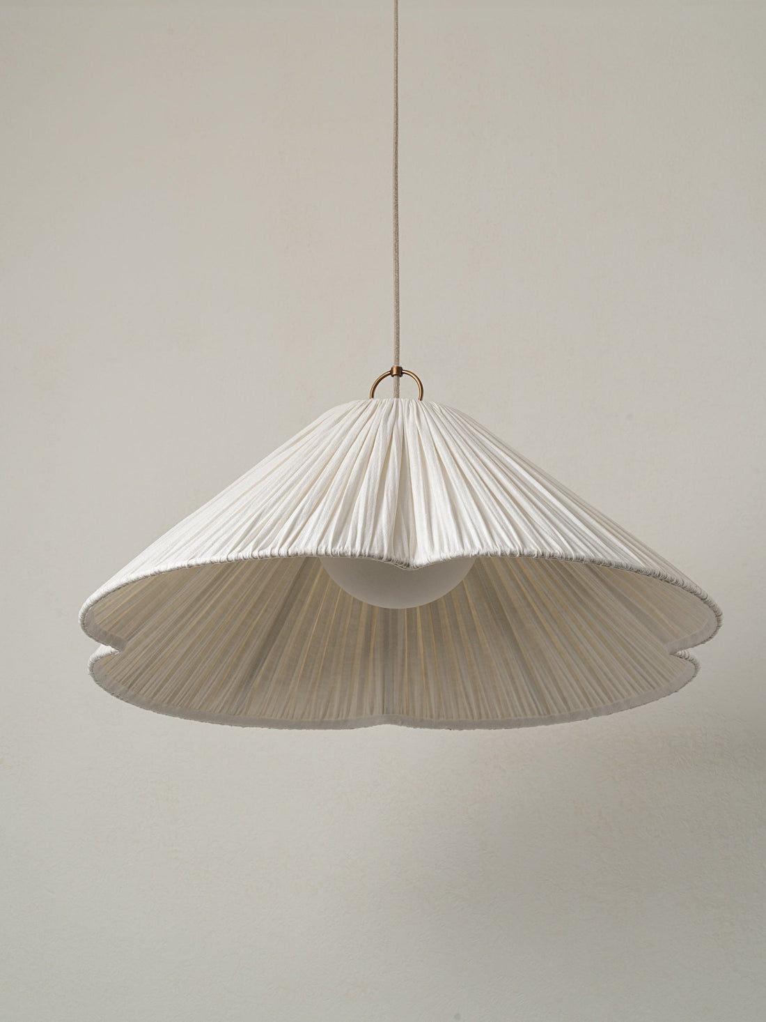 Lindi - Aged Brass and Linen Oversized Scalloped Pendant Light