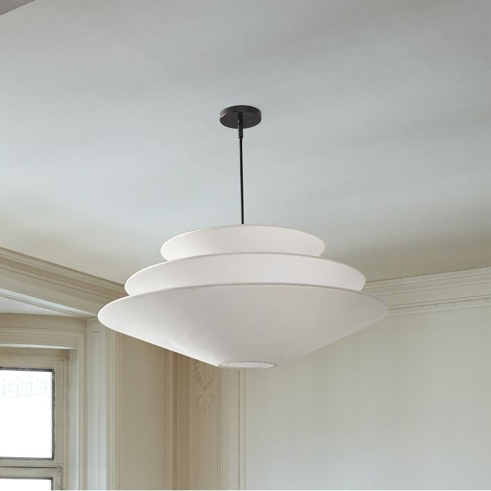 Solivara Linen Pendant Light - Modern Layered Lamp for Living Room