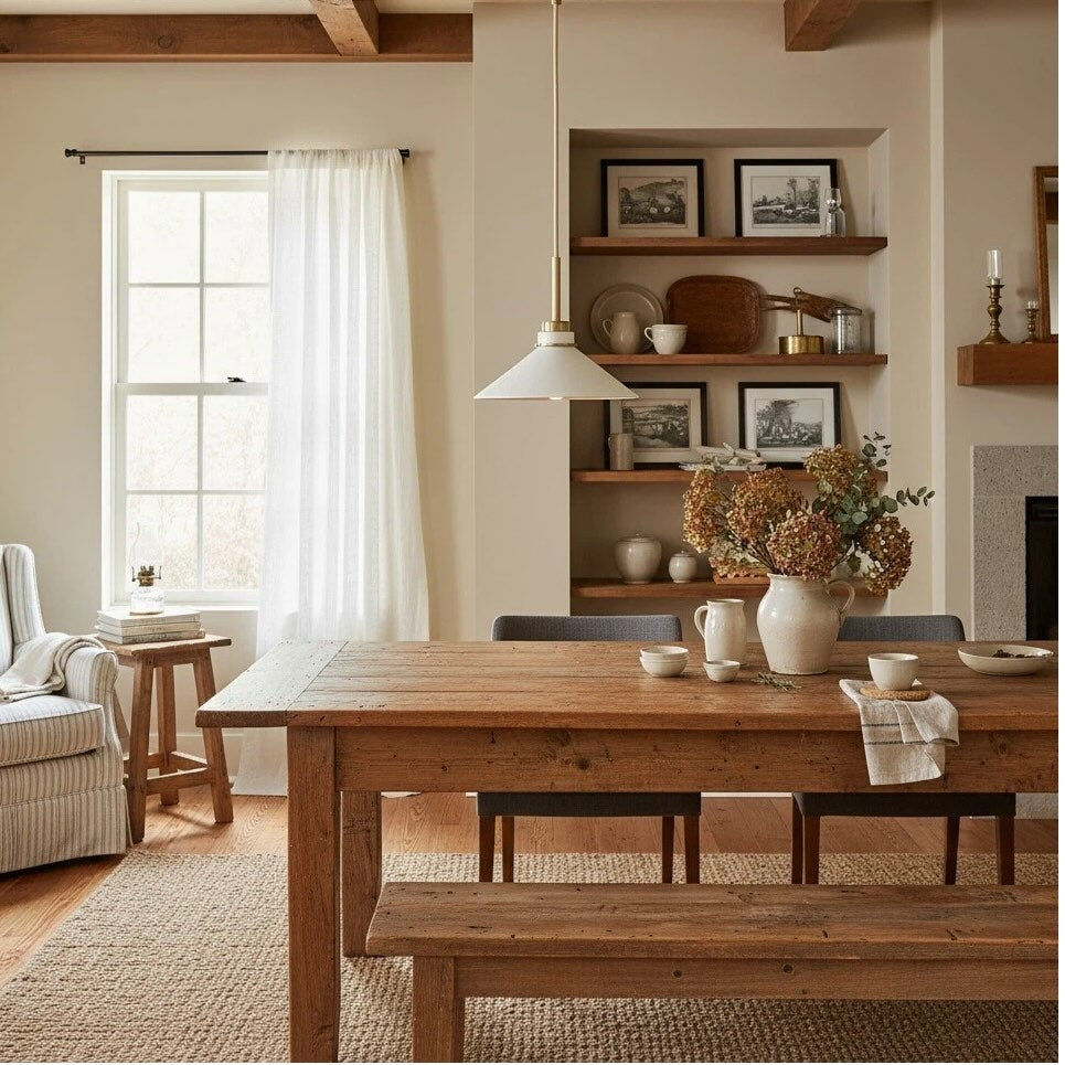 Aurenza Modern Farmhouse Pendant Light - Adjustable Shade for Warm Ambiance