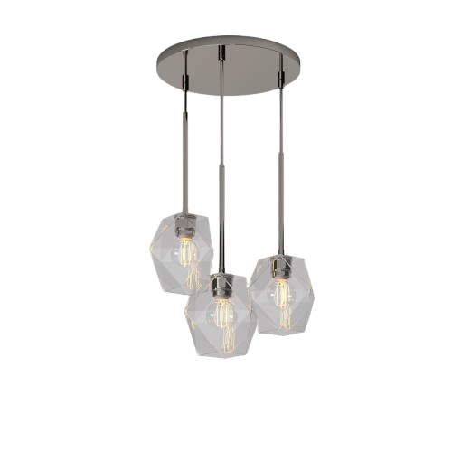 Talvior Sculptural Lighting - 3-Light Faceted Chandelier in Versatile Finishes | Explore Collection