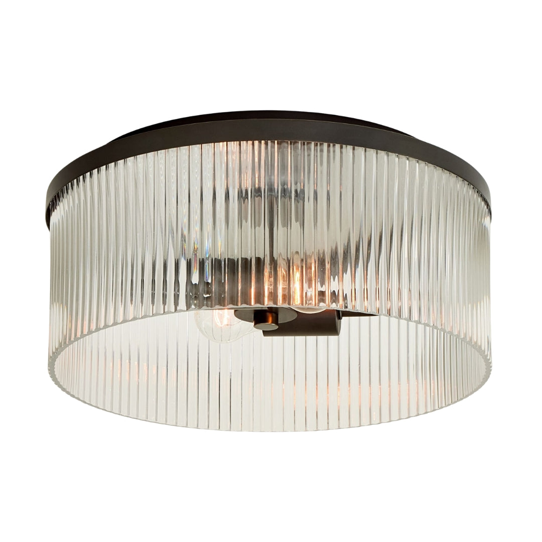 Plafonnier encastré Bravira - Verre strié et bullé