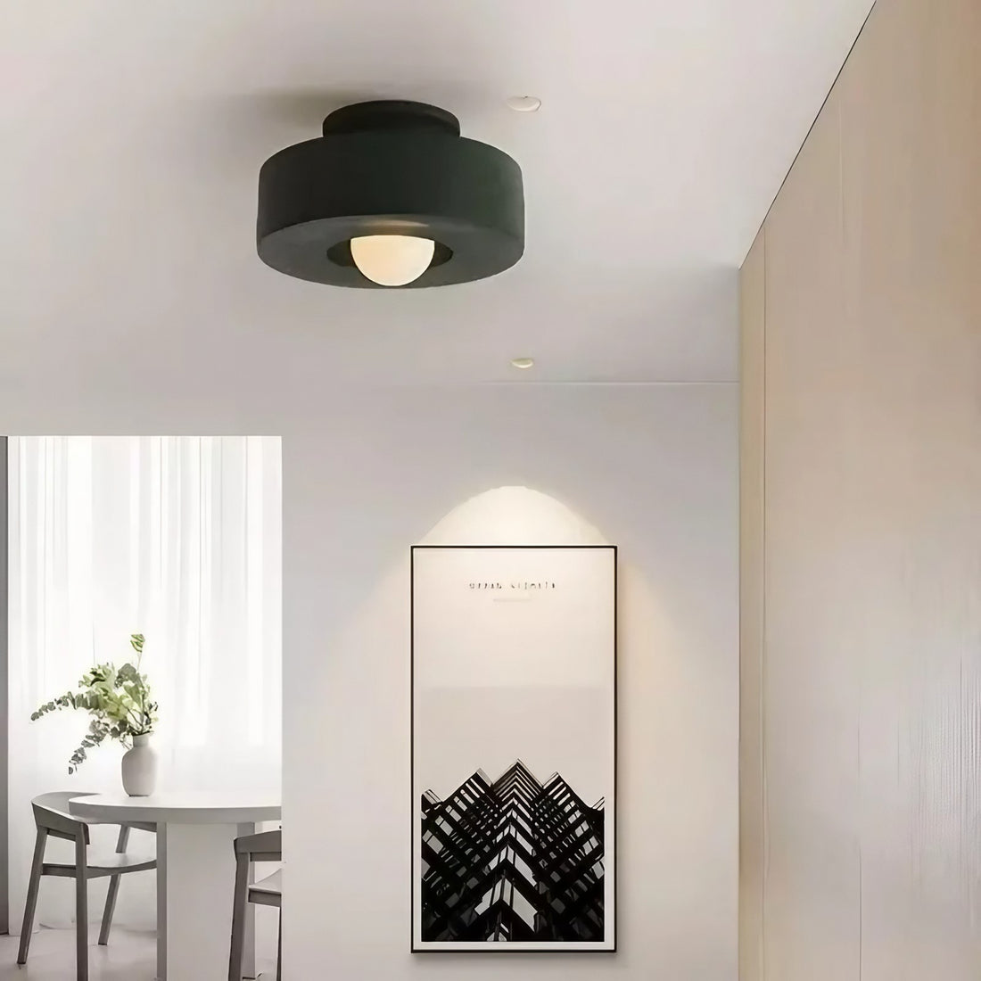 Plafonnier rond en résine – Style rétro Wabi Sabi pour intérieurs apaisants