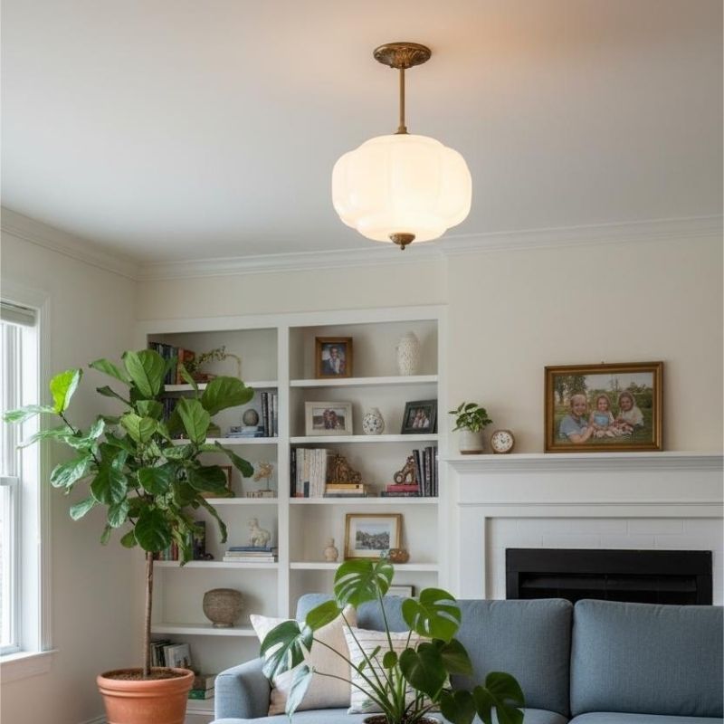 Eloise Vintage Pendant Light - Glass Semi-Flush Mount for Kitchen
