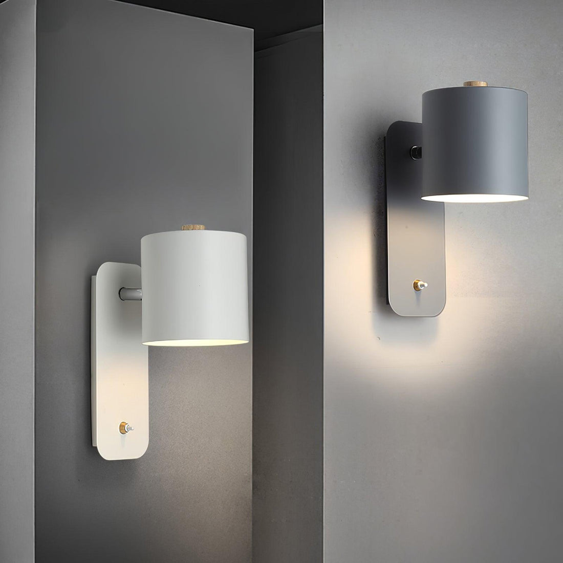 Applique murale cylindrique rotative — Éclairage d'intérieur minimaliste en métal