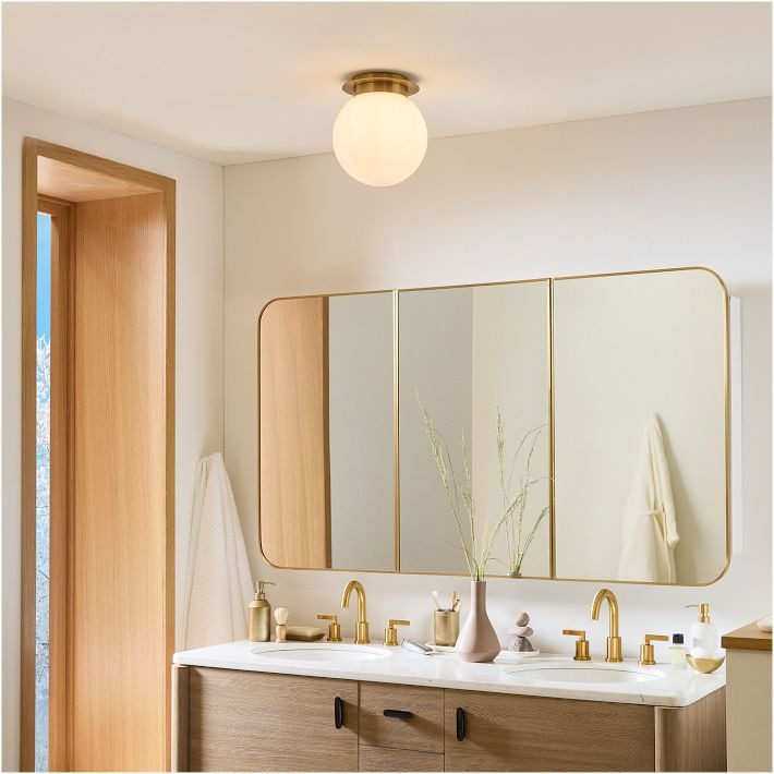 Rivolence Flush Mount Ceiling Fixture - Minimal Globe Brass Lighting
