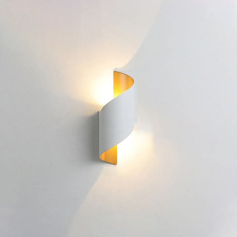 White Aluminum Modern Curl Twisted Wall Light Energy Efficient