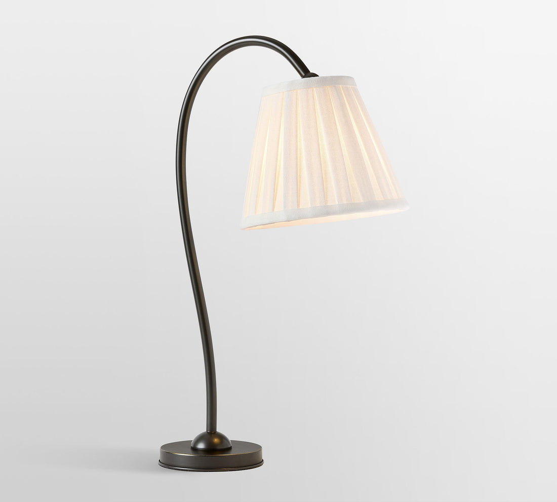 Luvora Linen Table Lamp - Vintage Brass Pleated Shade Bedside Lamp