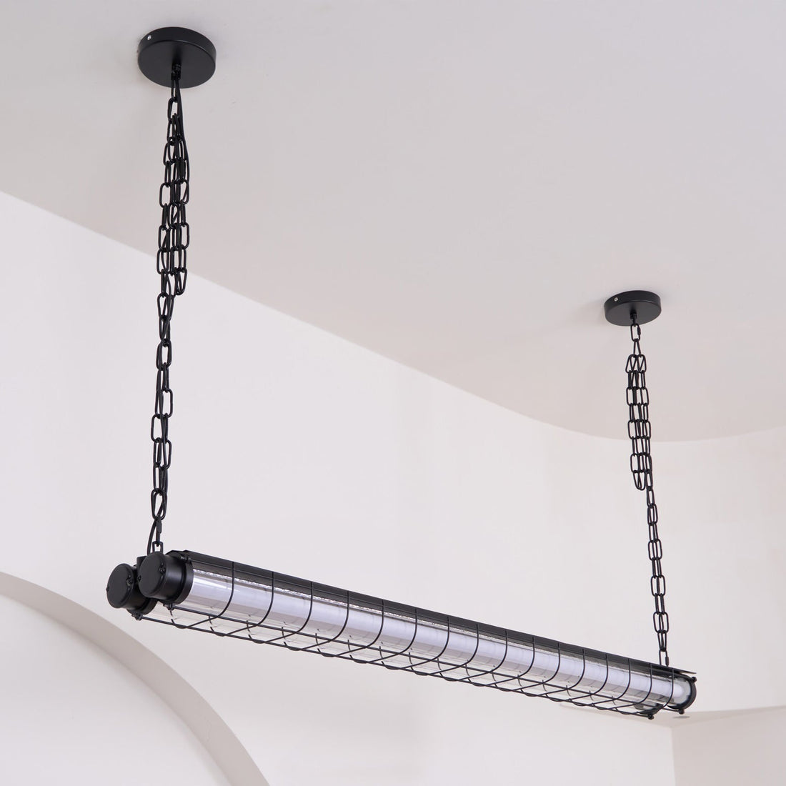 Handcrafted Glass Channel-Set Diffusers Linear Chandelier Sleek Design
