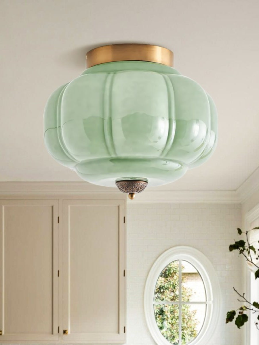 Plafonnier élégant en verre vert