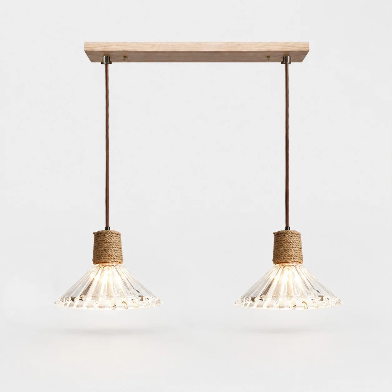 Rustic Woven Rope Glass Pendant Light Collection