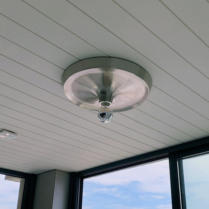 Plafonnier disque élégant de l'ère spatiale, chrome, or, blanc, noir, non dimmable