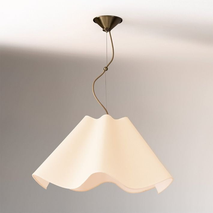 Oslan Modern Scalloped Pendant Light - Ivory Linen Shade for Hallway