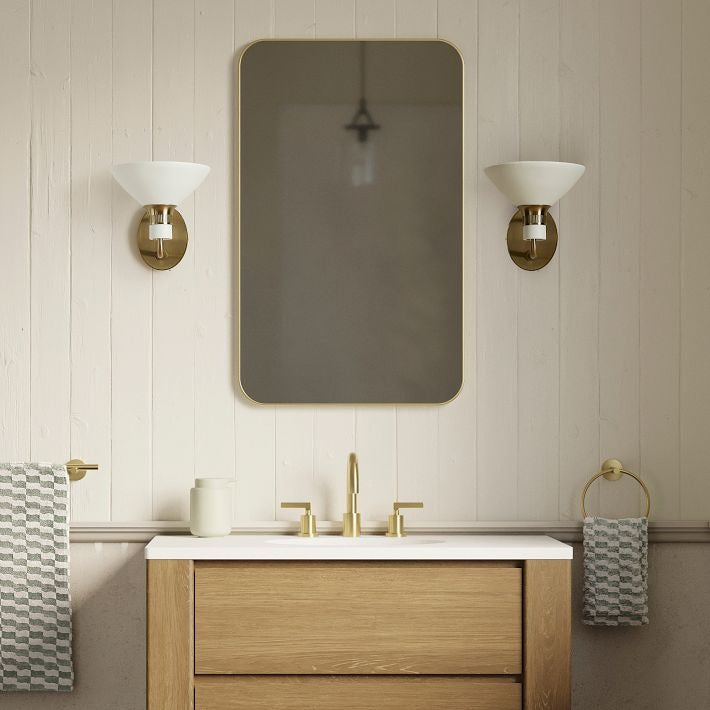 Applique murale câblée Calvor en bronze champagne – Abat-jour en porcelaine ivoire