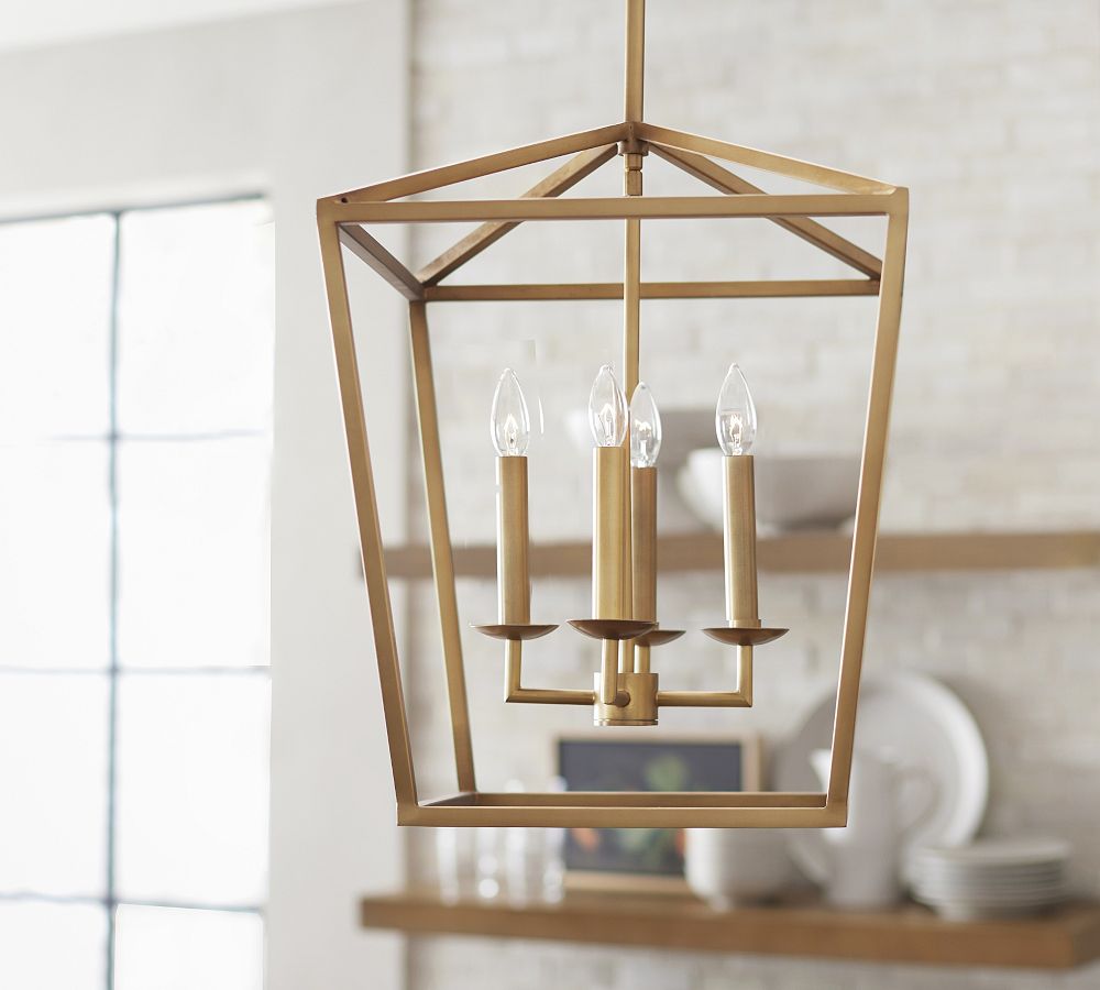 Suspension lanterne Rowan en bronze et laiton - Plafonnier suspendu en acier