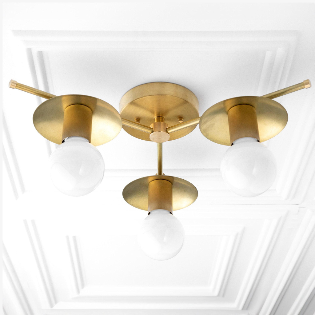 Radiro Globe Industrial Art Deco Light - Unfinished Brass Chandelier with Backsplashes