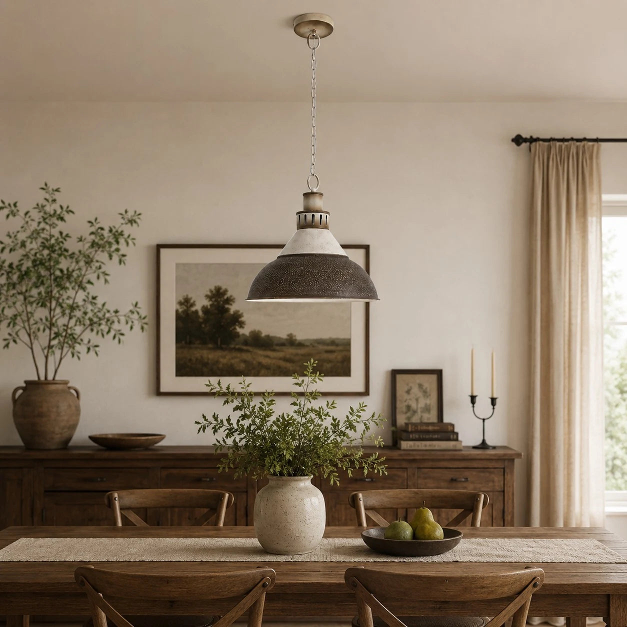 industrial dome pendant light scene and detail