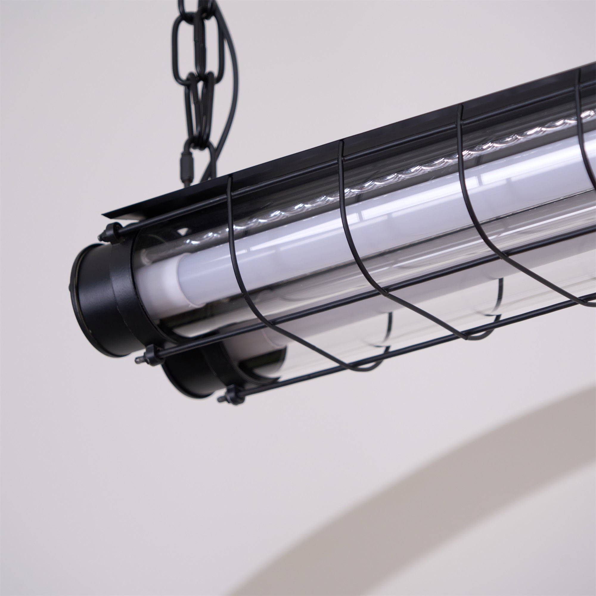 Handcrafted Glass Channel-Set Diffusers Linear Chandelier Sleek Design