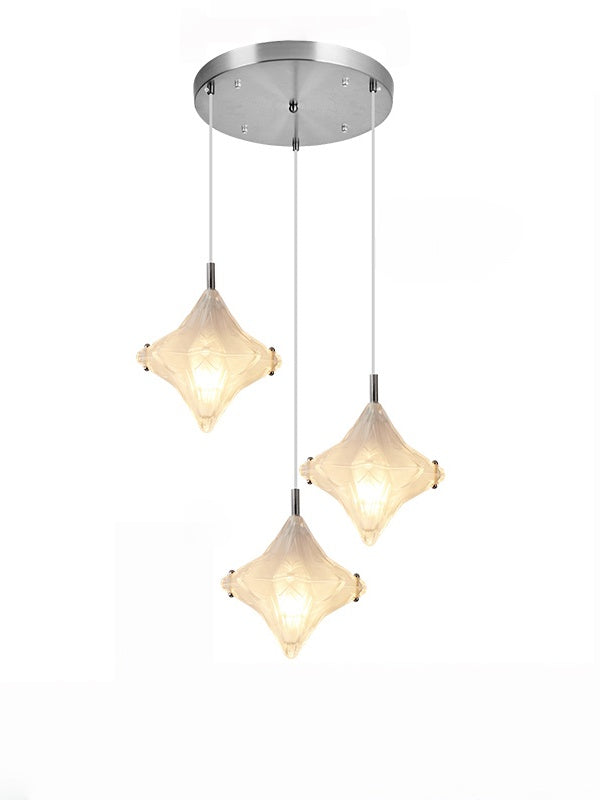 Art Deco Star Staircase Pendant Light -Frosted Glass Hanging Fixture-Astris Altair