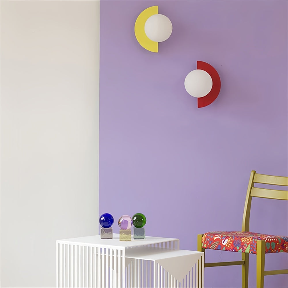 Vibrant Macaron Glass Orb Wall Sconce Metal Nordic Modern Decor