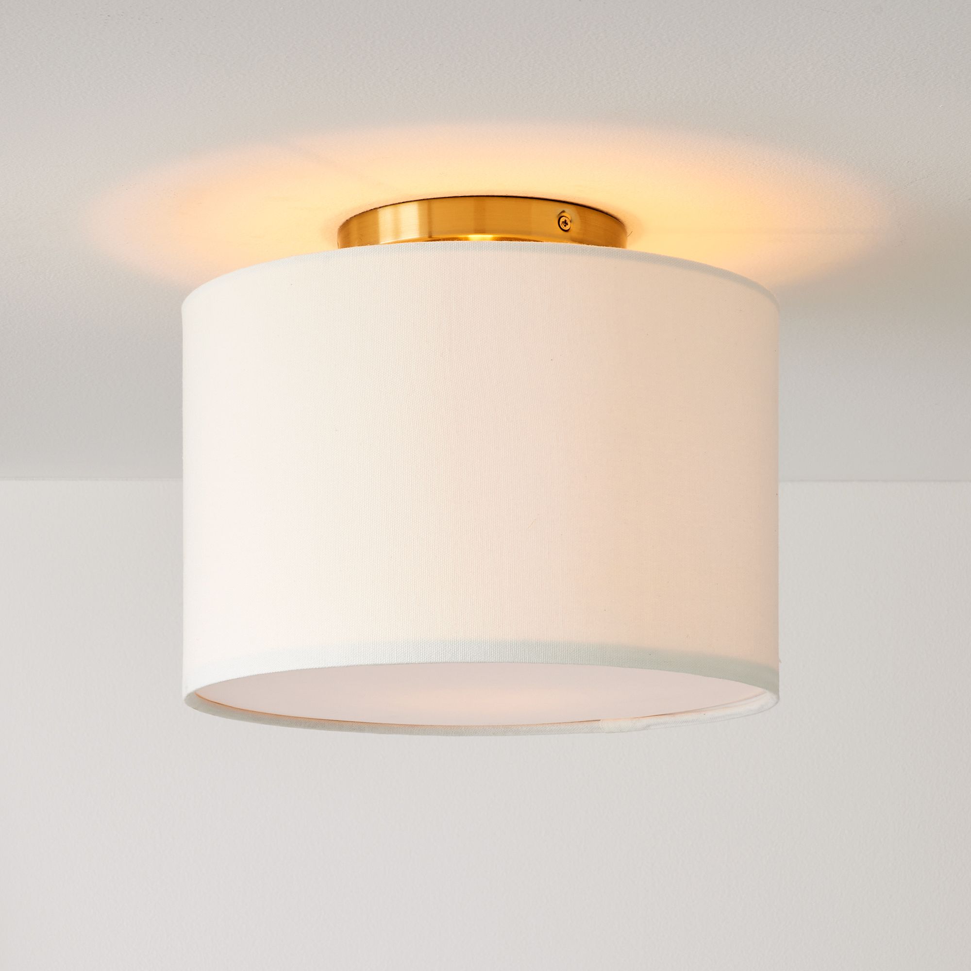 Jelvane Fabric Drum Ceiling Lamp - Linen Flush Mount Light for Hallway