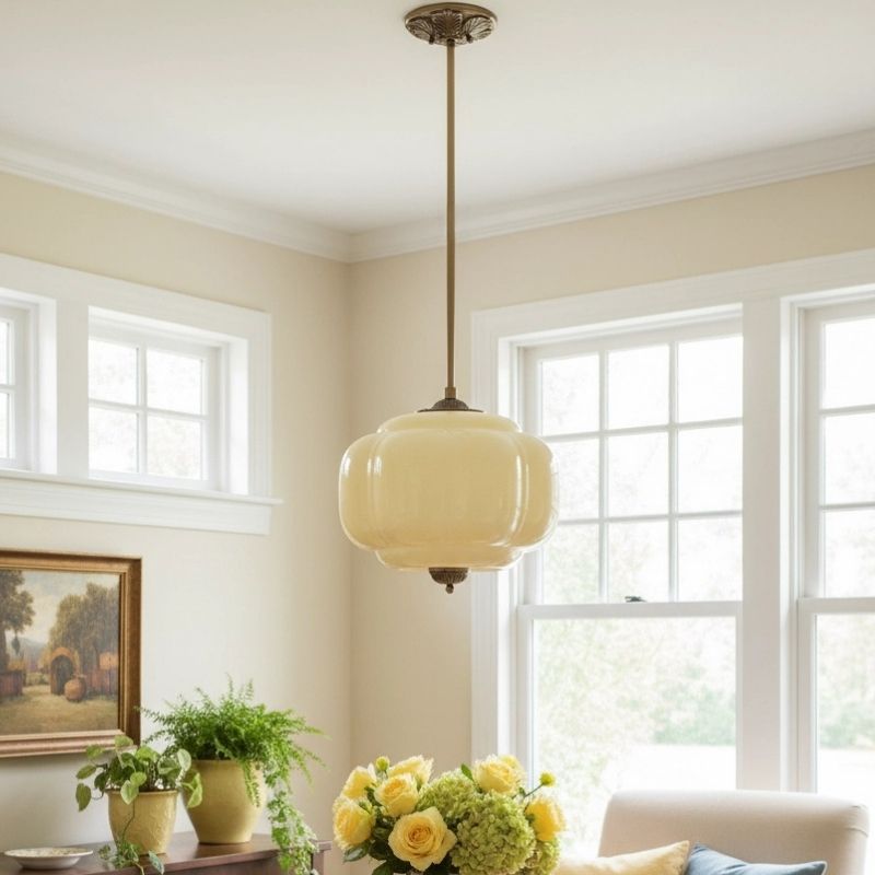Eloise Vintage Pendant Light - Glass Semi-Flush Mount for Kitchen