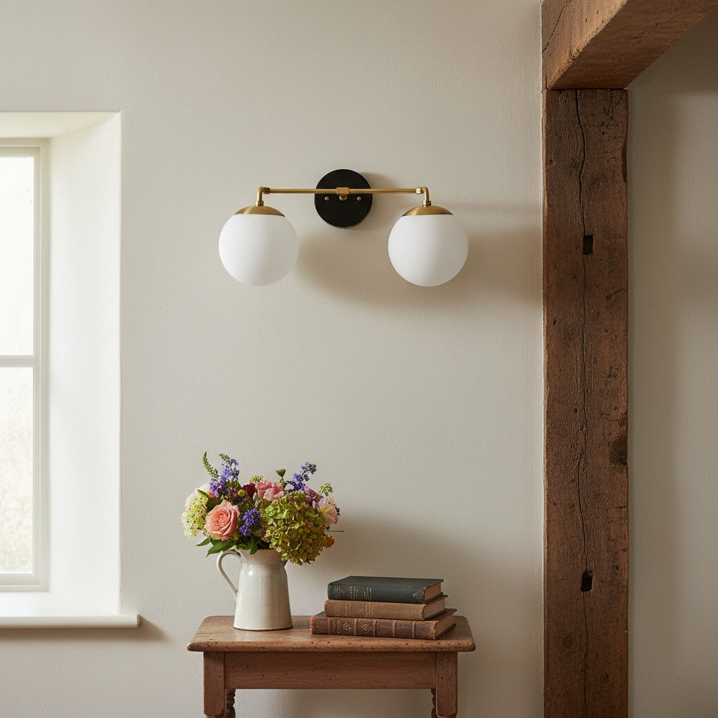 Glorica Glass Wall Sconce - Modern Vintage Vanity Light Fixture