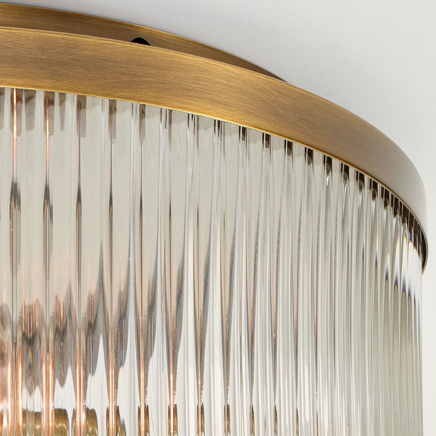 Bravira Flush Mount Ceiling Light - Ribbed & Bubbled Glass Metal Light