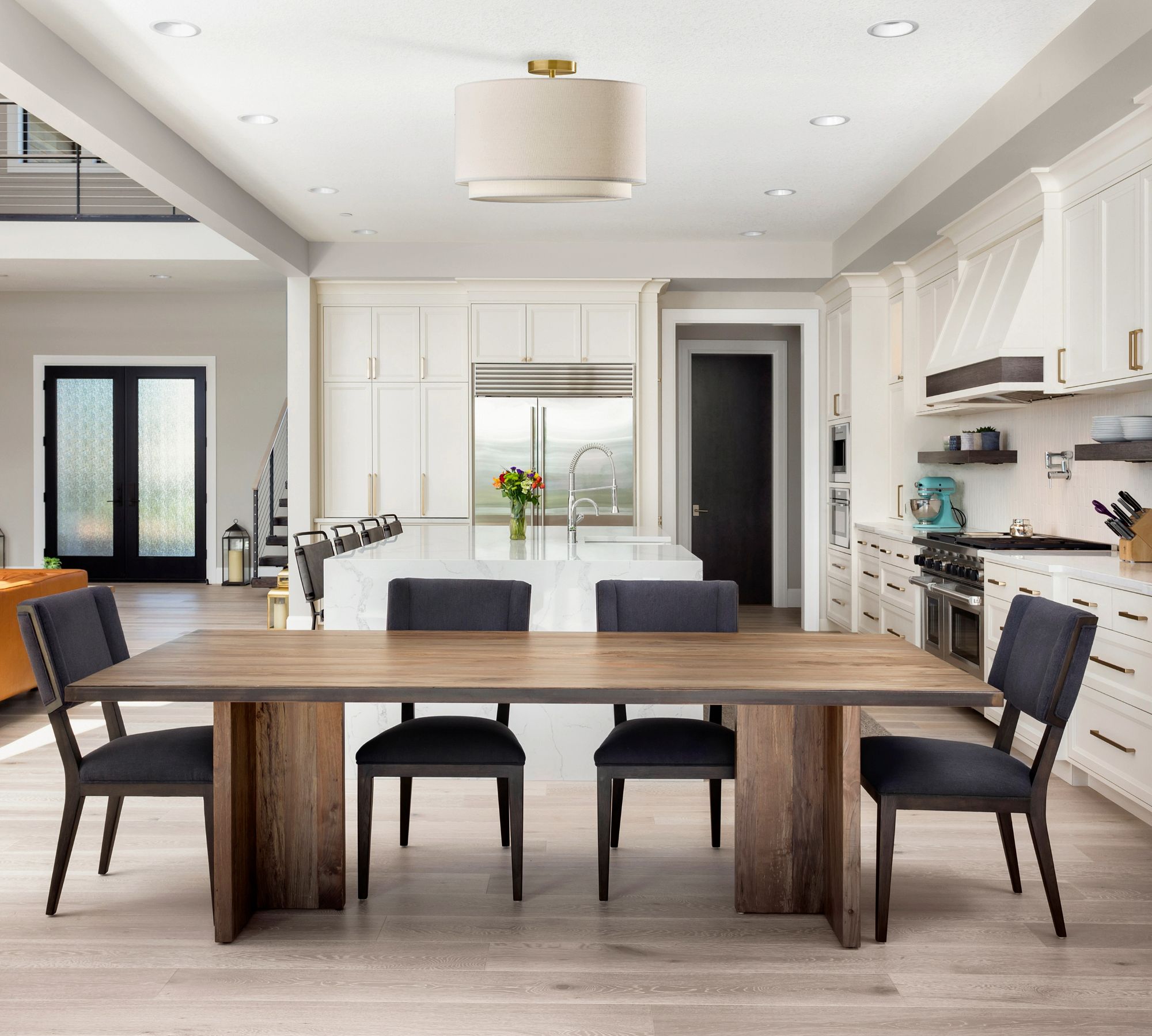 Dumora Double Layer Ceiling Lamp - Fabric Drum Shade for Living Room