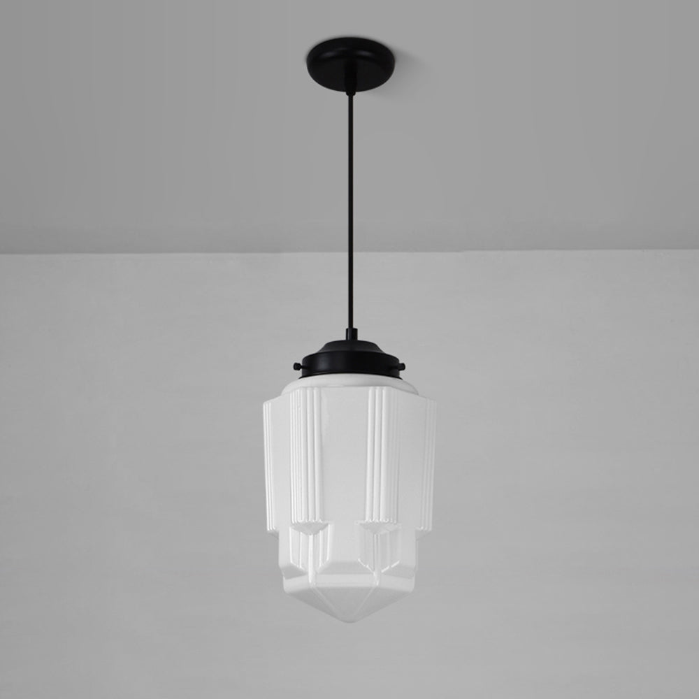 White Milk Glass Pendant Light - Vintage Elegance