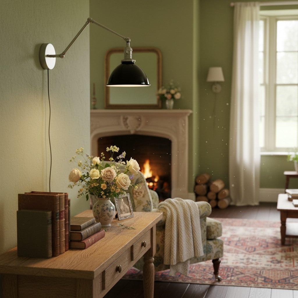 Conique Metal Vintage Industrial Swing Arm Wall Lamp - Adjustable Dome Shade for Study