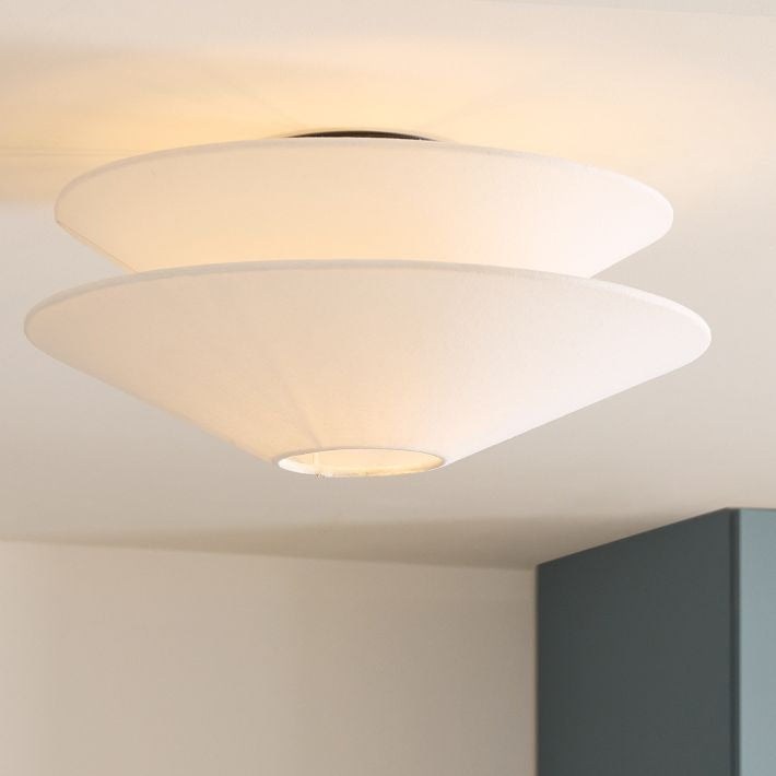 Solivara White Linen Ceiling Light - Modern Flushmount for Bedroom